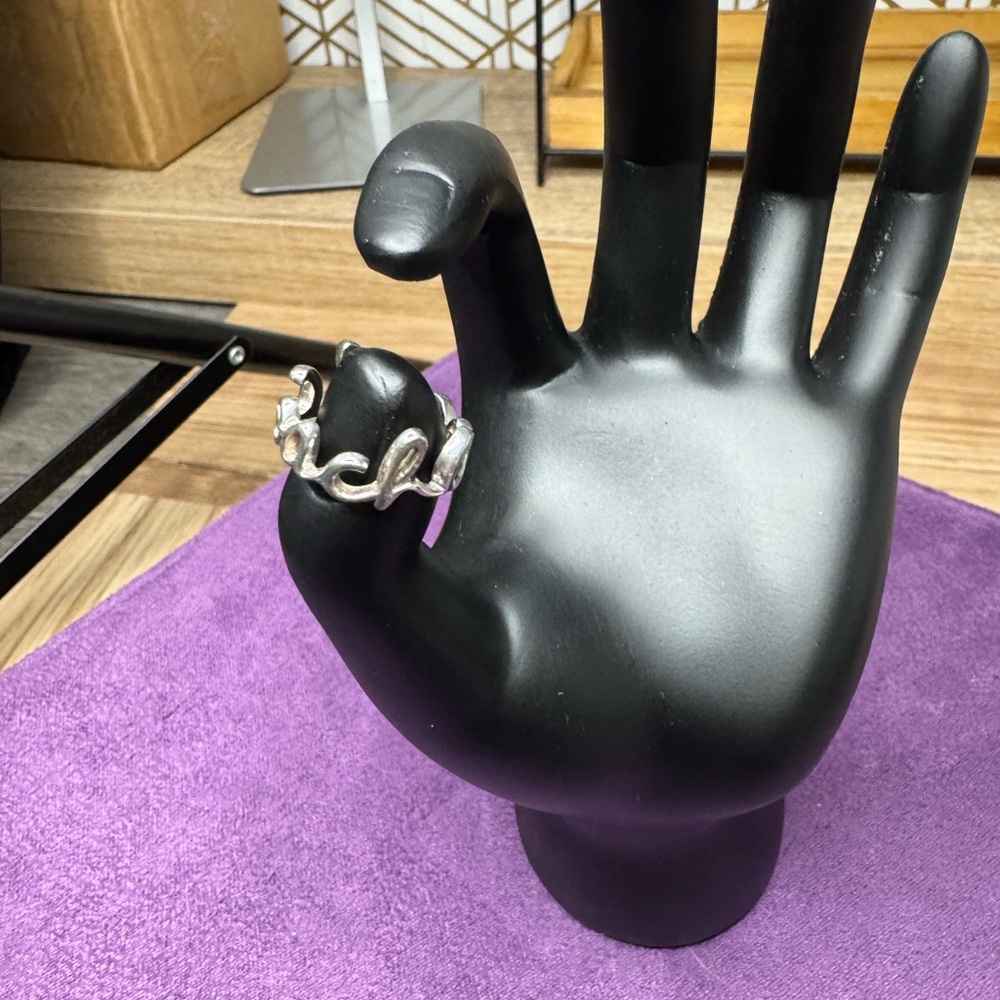 Silver Coach Script Ring - Vintage - image 6